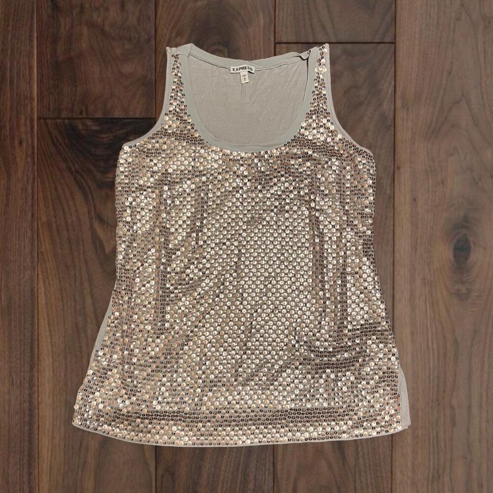 2000s express size medium silver sequins tank top